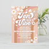 レトロなダイシー 10歳の誕生日招待状 招待状 (スタンド正面)