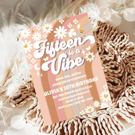レトロなダイシー 15歳の誕生日招待状 招待状
