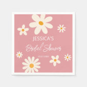 レトロなダイジー ピンク ボヘミアンデザート ピンクのウェディングシャワー スタンダードカクテルナプキン (正面)