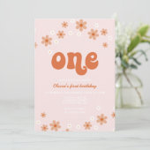 レトロなダイジー ボホ ファーストバースデー インビテーション (スタンド正面)