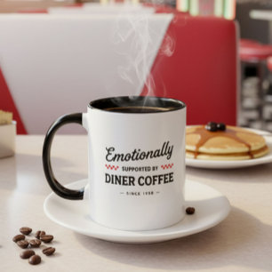 レトロなダイナーコーヒーのビンテージスタイルが懐かしい面白いデザイン ツートーンマグカップ
