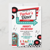 レトロなダイナー パーティー 招待状 (正面)