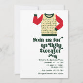レトロなダサいクリスマススウェターのパーティー 招待状 (正面)