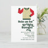 レトロなダサいクリスマススウェターのパーティー 招待状 (スタンド正面)