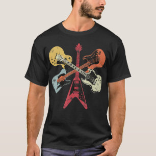 レトロなダサかっこいいギターコレクション ロック音楽ファン Tシャツ