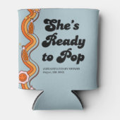レトロなダスティブルーのGroovy Shes Ready to Pop 缶クーラー (正面)
