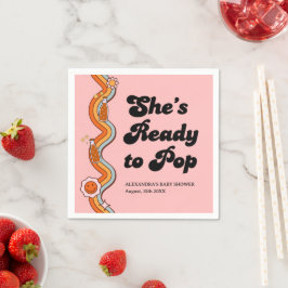 レトロなダスティローズのGroovy Shes Ready to Pop スタンダードカクテルナプキン
