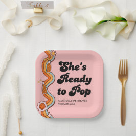 レトロなダスティローズのGroovy Shes Ready to Pop ペーパープレート
