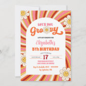 レトロなダaisyちゃんと一緒にグルービーな70年代バースデーパーティー 招待状 (正面)