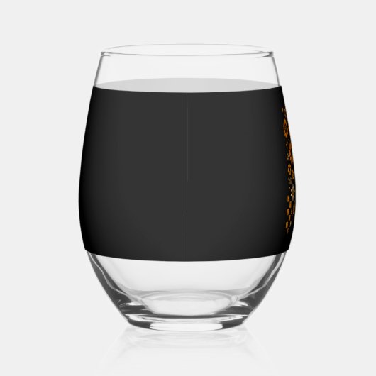 レトロなチェック柄のハロウィン ラクーン ステムなしワイングラス (右)