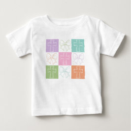 レトロなチェック柄イースタークロスコケットボウ ベビーTシャツ