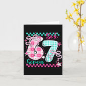 レトロなチェック柄バレンタイン6 7 ミーム 67 ウイルス カード (黄色い花)