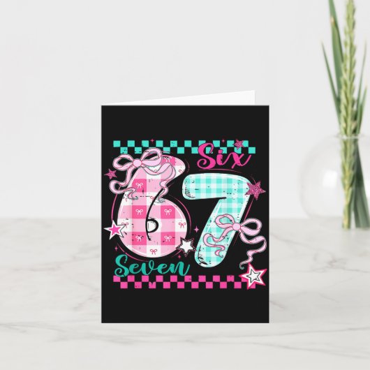 レトロなチェック柄バレンタイン6 7 ミーム 67 ヴァイラル カード (正面)