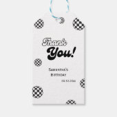 レトロなチェック柄「ありがとう」ブラック＆ホワイト グルーヴィー ギフトタグ (正面)