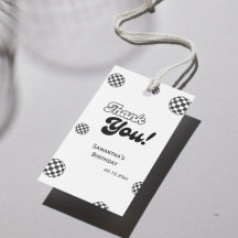 レトロなチェック柄「ありがとう」ブラック＆ホワイト グルーヴィー