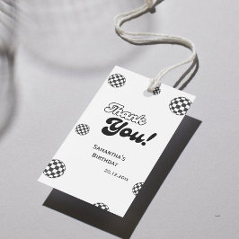 レトロなチェック柄「ありがとう」ブラック＆ホワイト グルーヴィー ギフトタグ