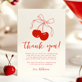 レトロなチェリーのウェディングシャワーの感謝カード サンキューカード