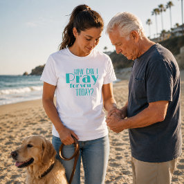 レトロなティールブルーのデザイン How Can I Pray For You Today  Tシャツ