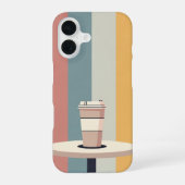 レトロなテイクアウト コーヒー カップ iPhone 16ケース (裏面)