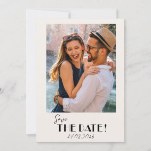 レトロなテキストと写真の結婚式の事前告知 セーブザデート