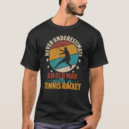 レトロなテニスラケットデザインのオールドマン Tシャツ