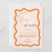 レトロなテラコッタの曲線的な波型の写真 ウェディング セーブザデート (正面)