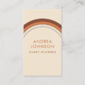 レトロなテラコッタクリーム色の60年代70年代虹ストライプ 名刺 (正面)