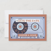 レトロなテラコッタ カセットテープ Save The Date セーブザデート (正面)