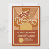 レトロなテラコッタ タイポグラフィー サマーサン ウェディング 招待状 (正面)