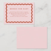 レトロなテラコッタ＆ピンクのウェーブフレーム 赤ちゃんの絵本 エンクロージャーカード (正面/裏面)