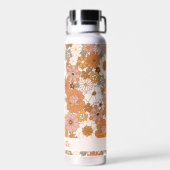 レトロなテラコッタ ボホ フラワーパターン 名前入り ウォーターボトル (背面)