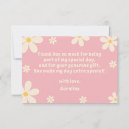 レトロなデイジーの花の子供の誕生日 サンキューカード