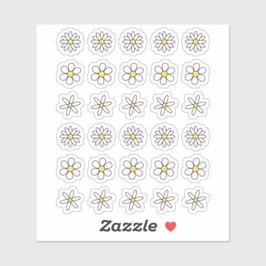 レトロなデイジーの落書き 装飾 ミニ フラワー ブジョー シール (シート)