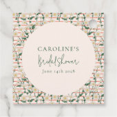 レトロなデイジー フラワー グリーン ブライダル シャワー カスタム フェイバータグ (裏面)