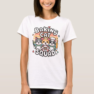 レトロなデザインがかわいいベーキングキャット部 Tシャツ