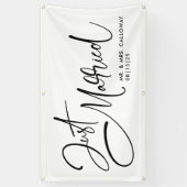 レトロなデザインの「Just Married」カーバナー 横断幕 (縦)