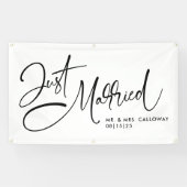 レトロなデザインの「Just Married」カーバナー 横断幕 (横)