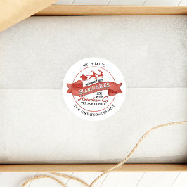 レトロなトナカイのクリスマス 赤 カスタム ラウンドシール