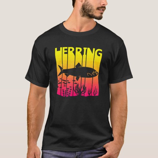 レトロなニシンの魚 Tシャツ (正面)