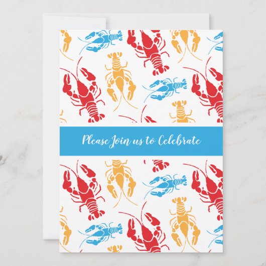 レトロなニューイングランドロブスター バーべキュー パーティー 招待状 (裏面)