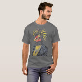 レトロなニワトリのロックイー Tシャツ (正面フル)