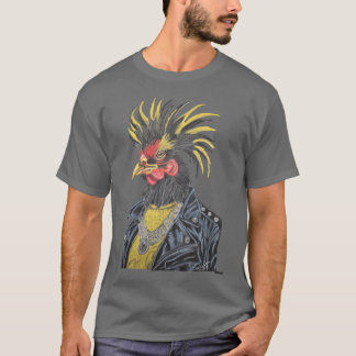 レトロなニワトリのロックイー Tシャツ