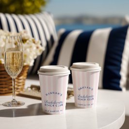 レトロなネイビーとピンクのストライプのバチェロレッテパーティー 紙コップ