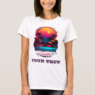 レトロなネオン熱帯島夏のパーティー Tシャツ
