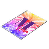 レトロなネオン80の名前をカスタムするの熱帯ヤシの木 ノートブック (左側)