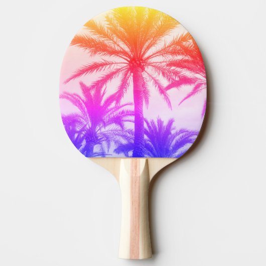 レトロなネオン80の夏の雰囲気の熱帯ヤシの木 卓球ラケット (裏面)