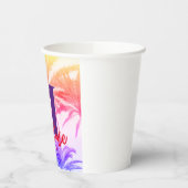 レトロなネオン80年代の夏の熱帯性ヤシの木 紙コップ (左)