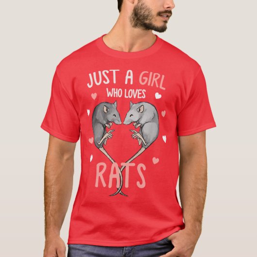 レトロなネズミ好き女子 Heartail Tシャツ (正面)