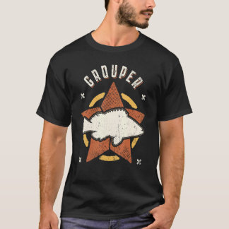 レトロなハタのフィッシュデザイン Tシャツ