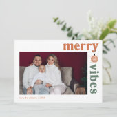 レトロなハッピーな雰囲気の家族写真 ホリデーカード (スタンド正面)